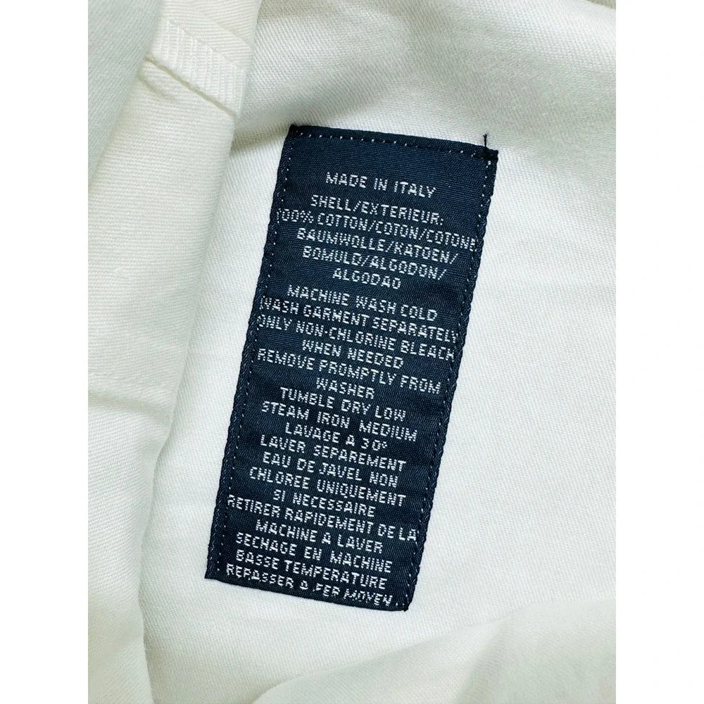 NOS Polo Ralph Lauren Dress Pants Men 36 White Made in Italy Cotton Cuffed Chino